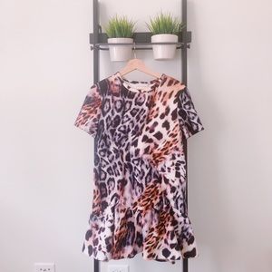 Zara Leopard Neoprene Dress Size Small